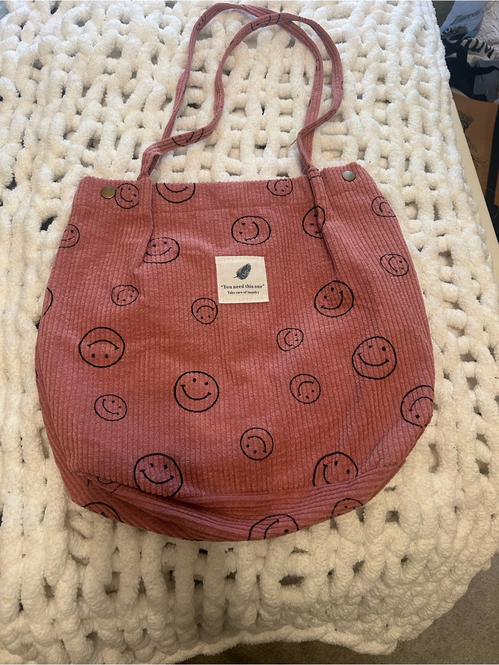 Corduroy smile, tote bag